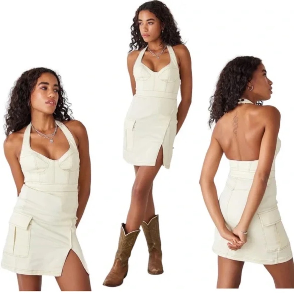 Urban outfitters cream denim dress